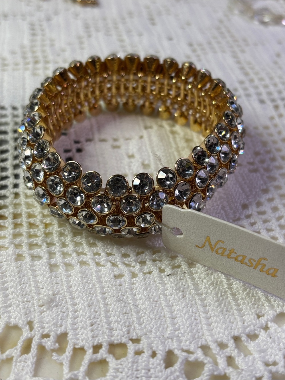 Natasha Couture Gold Tone Bracelet with Clear Crystals - Picture 4 of 6